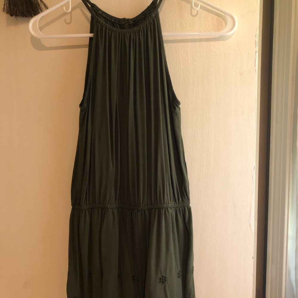 Mossimo dark green halter neck romper size XS